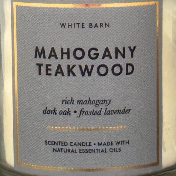 BBW Mahogany Teakwood White Barn Bath & Body Works Mason Jar Single Wick Candle - Picture 3 of 10